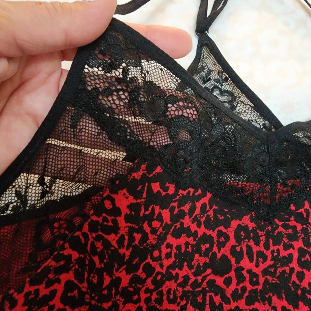 SOLD! BlackHeart - Red & Black Cheetah Print Tank Top - Picture 2 of 7